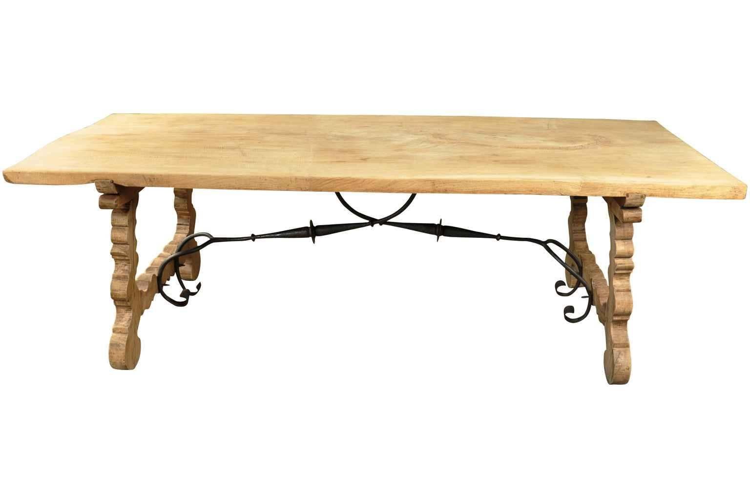 Spanish 19th Century Farm Table, Trestle Table in Bleached Oak In Good Condition In Atlanta, GA