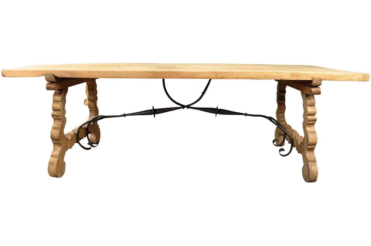 Spanish 19th Century Farm Table, Trestle Table in Bleached Oak 1