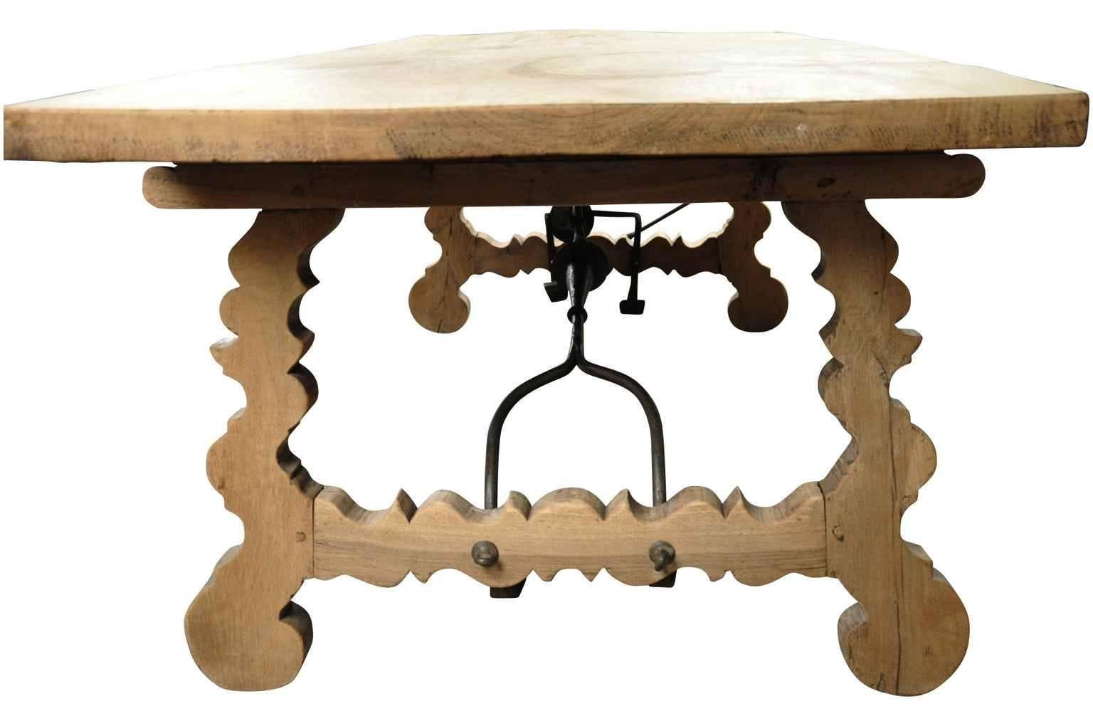 Spanish 19th Century Farm Table, Trestle Table in Bleached Oak 2