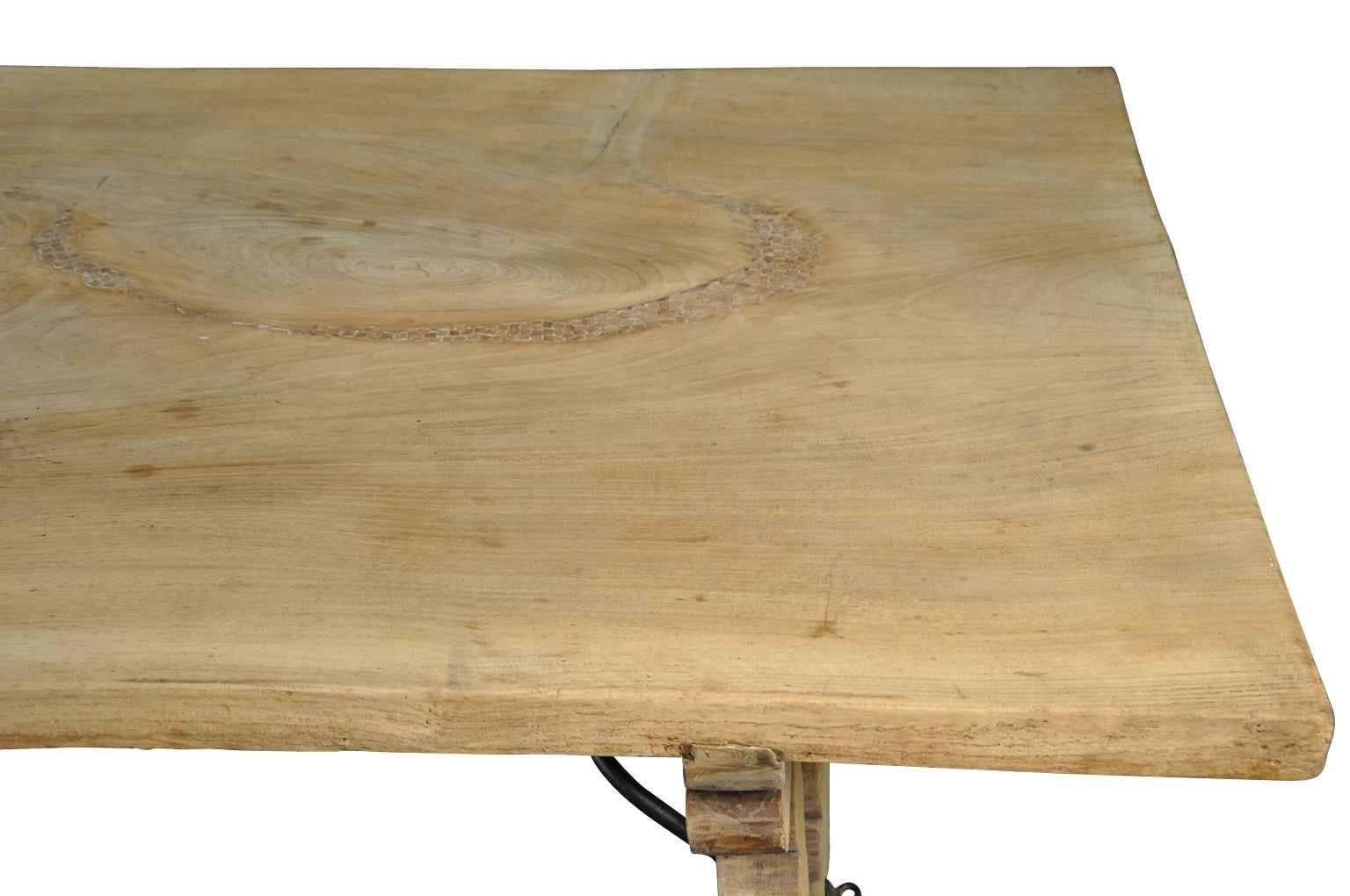 Spanish 19th Century Farm Table, Trestle Table in Bleached Oak 6