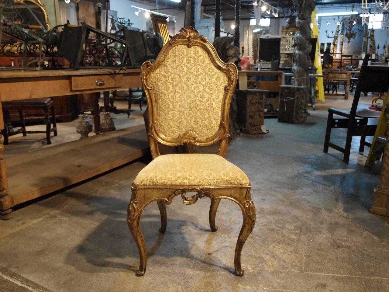 Set of Six 18th Century Italian Dining Chairs in Silvered and Gold Giltwood In Good Condition In Atlanta, GA