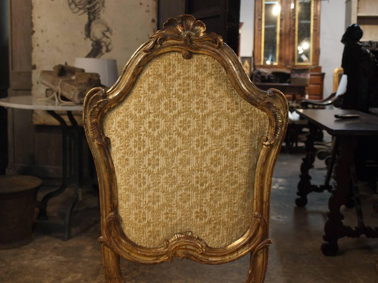 Wood Set of Six 18th Century Italian Dining Chairs in Silvered and Gold Giltwood