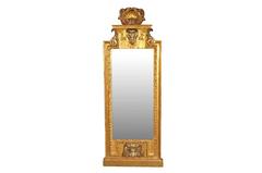 Pair of 18th Century Northern Italian Trumeau in Gilt and Polychromed Wood