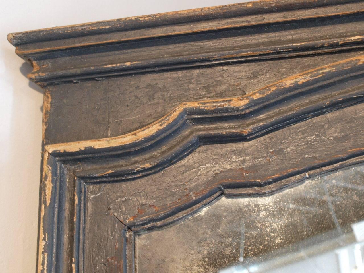 Painted 18th Century Italian Door Frame Now as a Trumeau Mirror