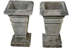 Pair of French Art Deco Carved Stone Jardinières
