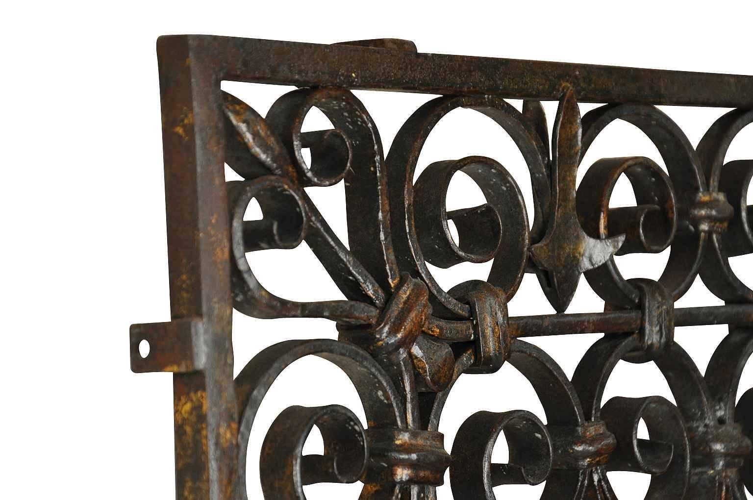 19th Century Wrought Iron Grille Panel from Spain In Excellent Condition In Atlanta, GA