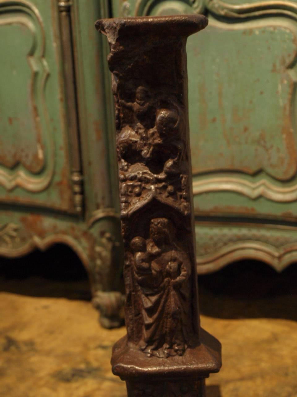 Outstanding Set of French Gothic Andirons In Good Condition For Sale In Round Top, TX
