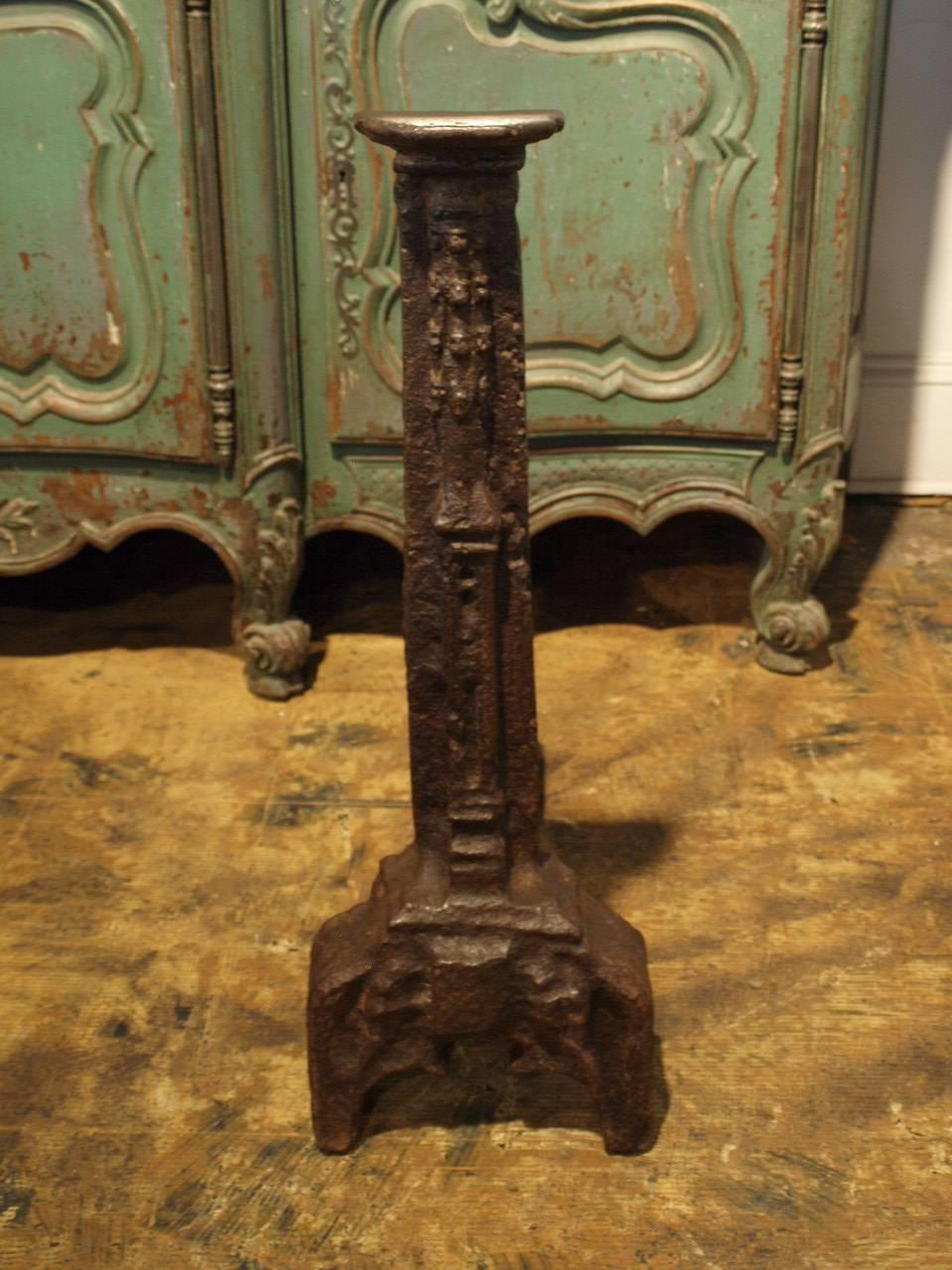 Iron Outstanding Set of French Gothic Andirons For Sale