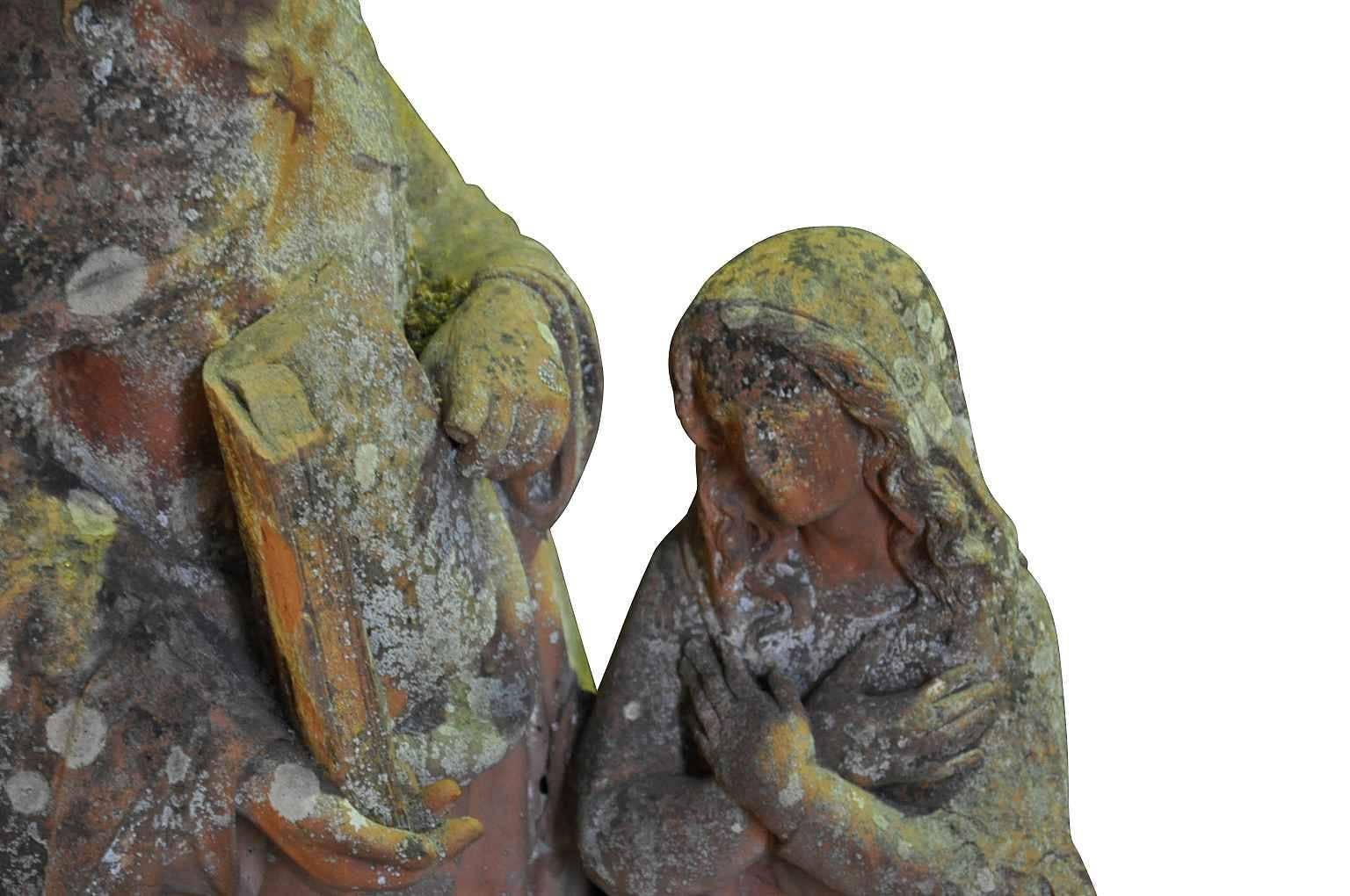 Italian 19th Century Terracotta Statue of a Woman and Young Girl 2
