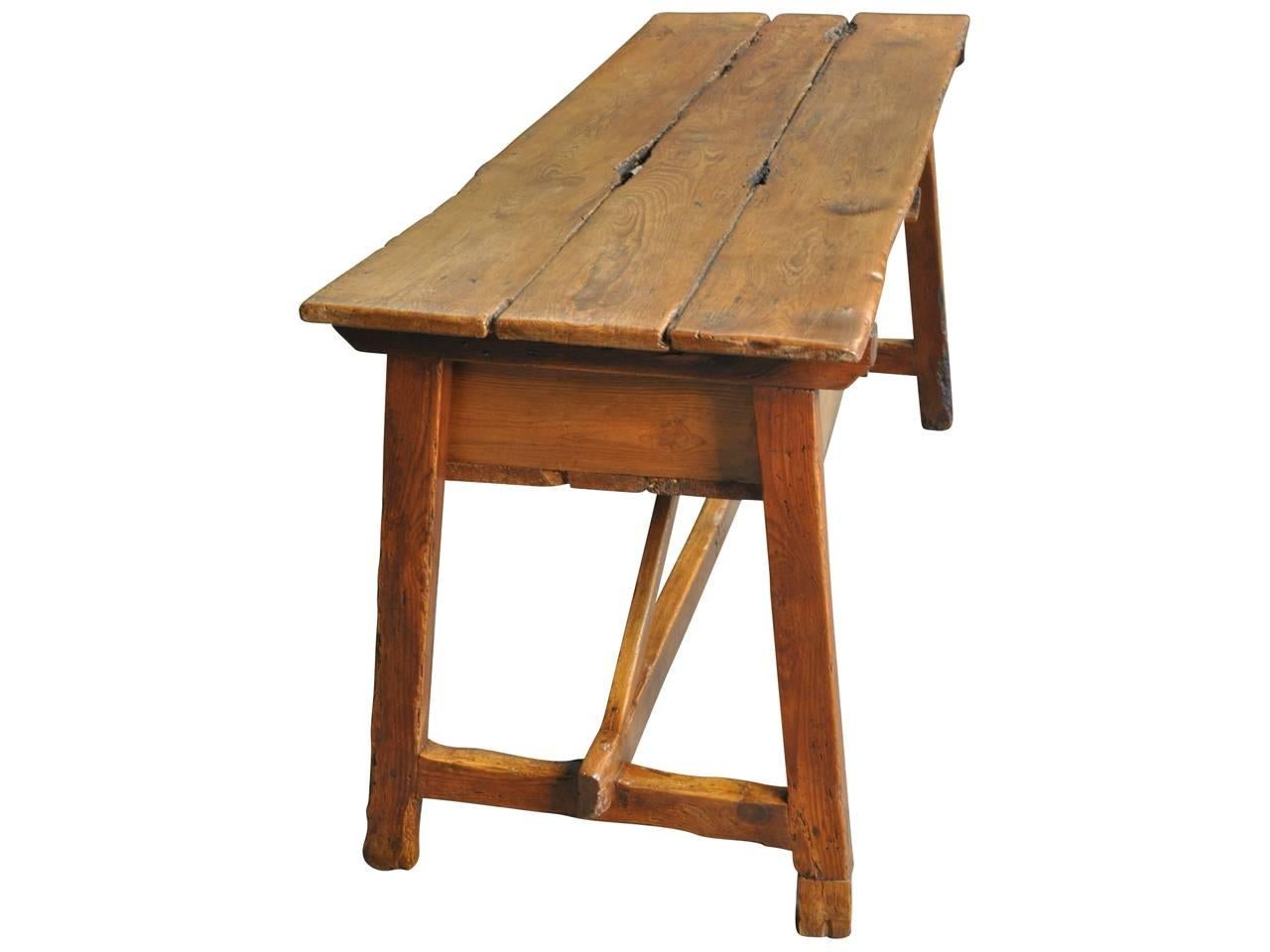 Pine Spanish 19th Century Work Table Console