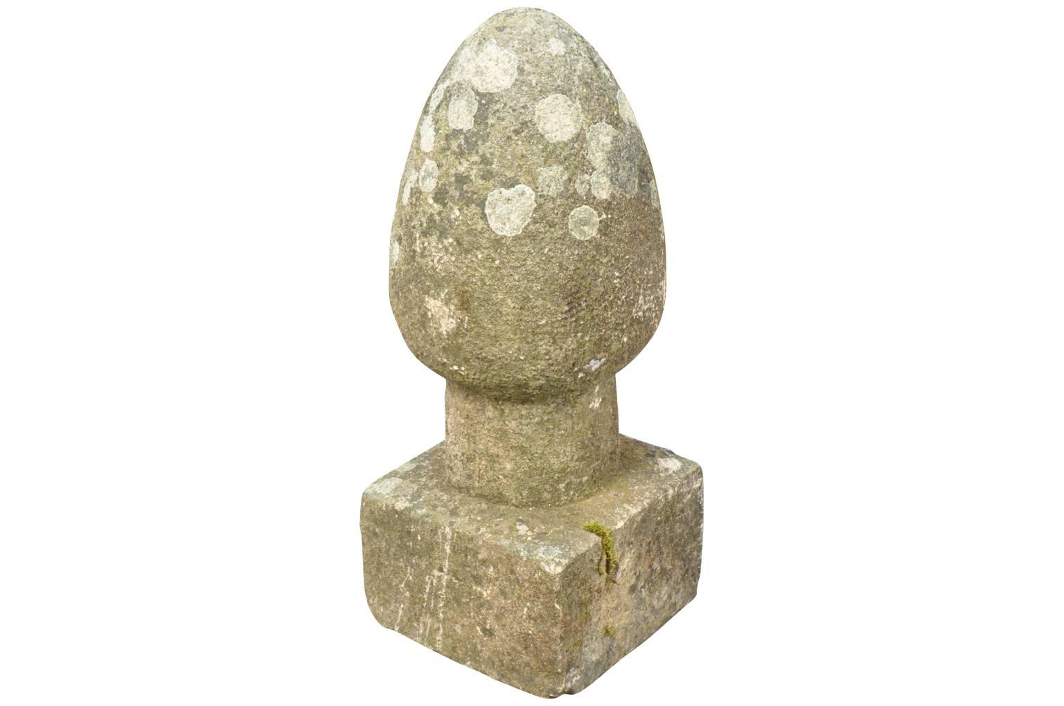 19th Century French Set of Three Stone Conical Orb Finials In Good Condition In Round Top, TX