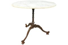 French Bistro Table or Garden Table in Cast Iron and Marble