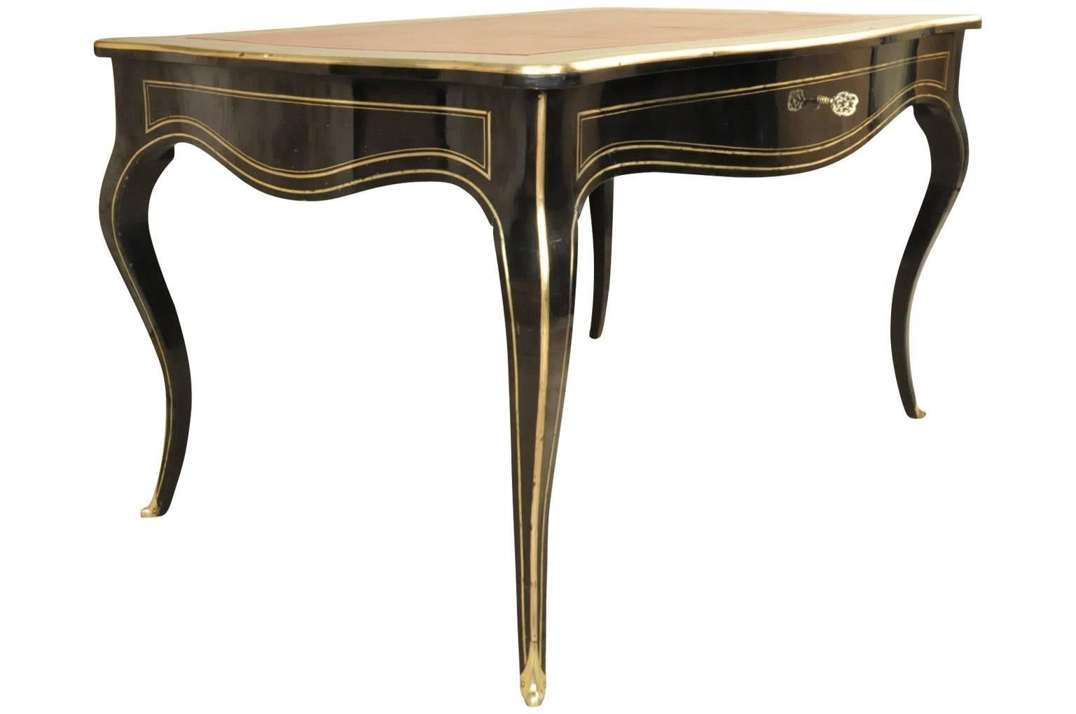 Ebonized French Napoleon III Bureau Plat - Desk For Sale