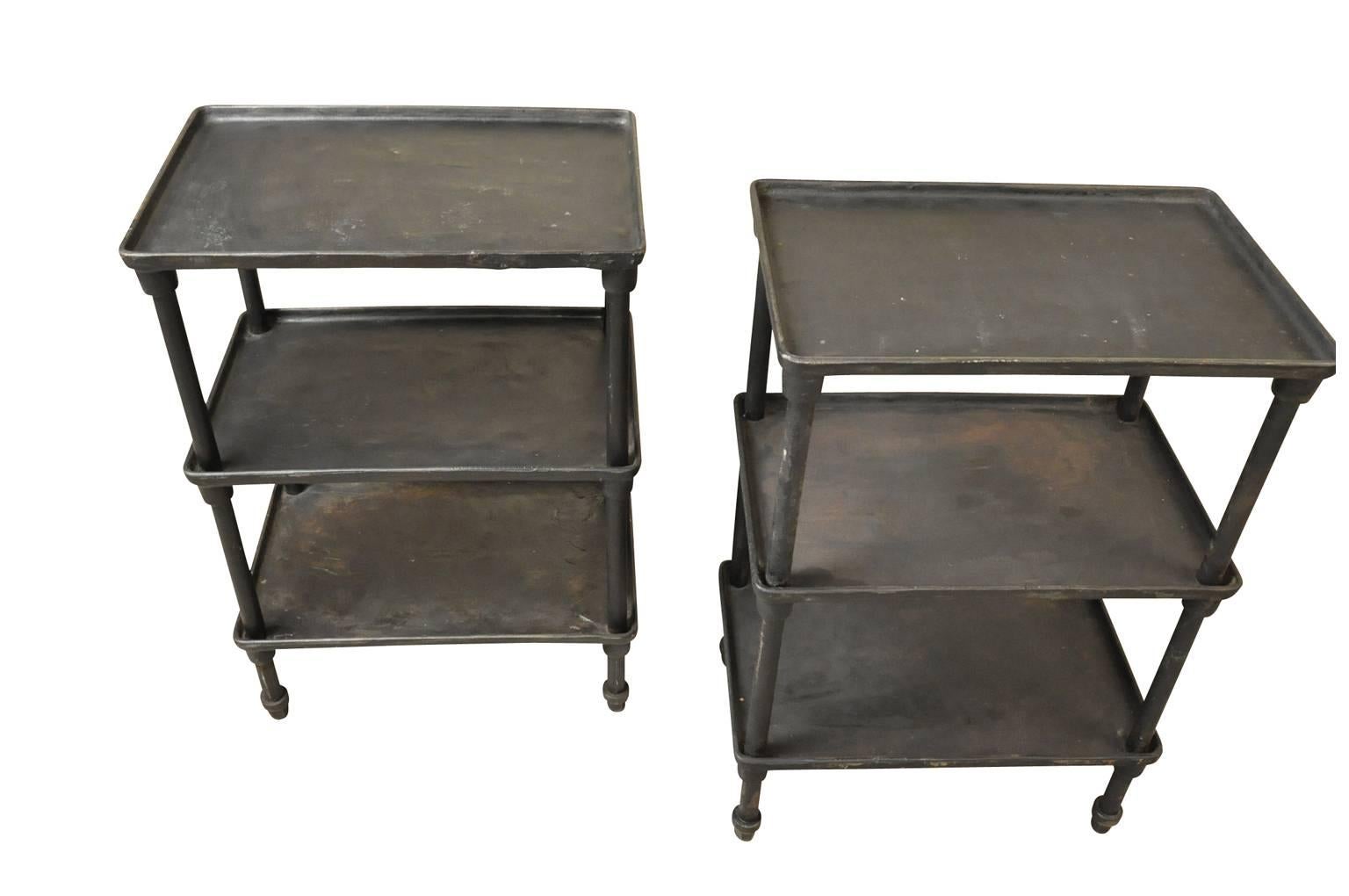 Pair of 19th Century French Industrial Side Tables in Cast Iron  In Excellent Condition In Atlanta, GA