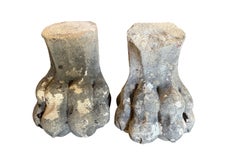 Pair Of French Napoleon III Period Carved Stone Lion's Feet
