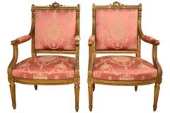 Pair of 19th Century Napoleon III Period Armchairs, Fauteuils