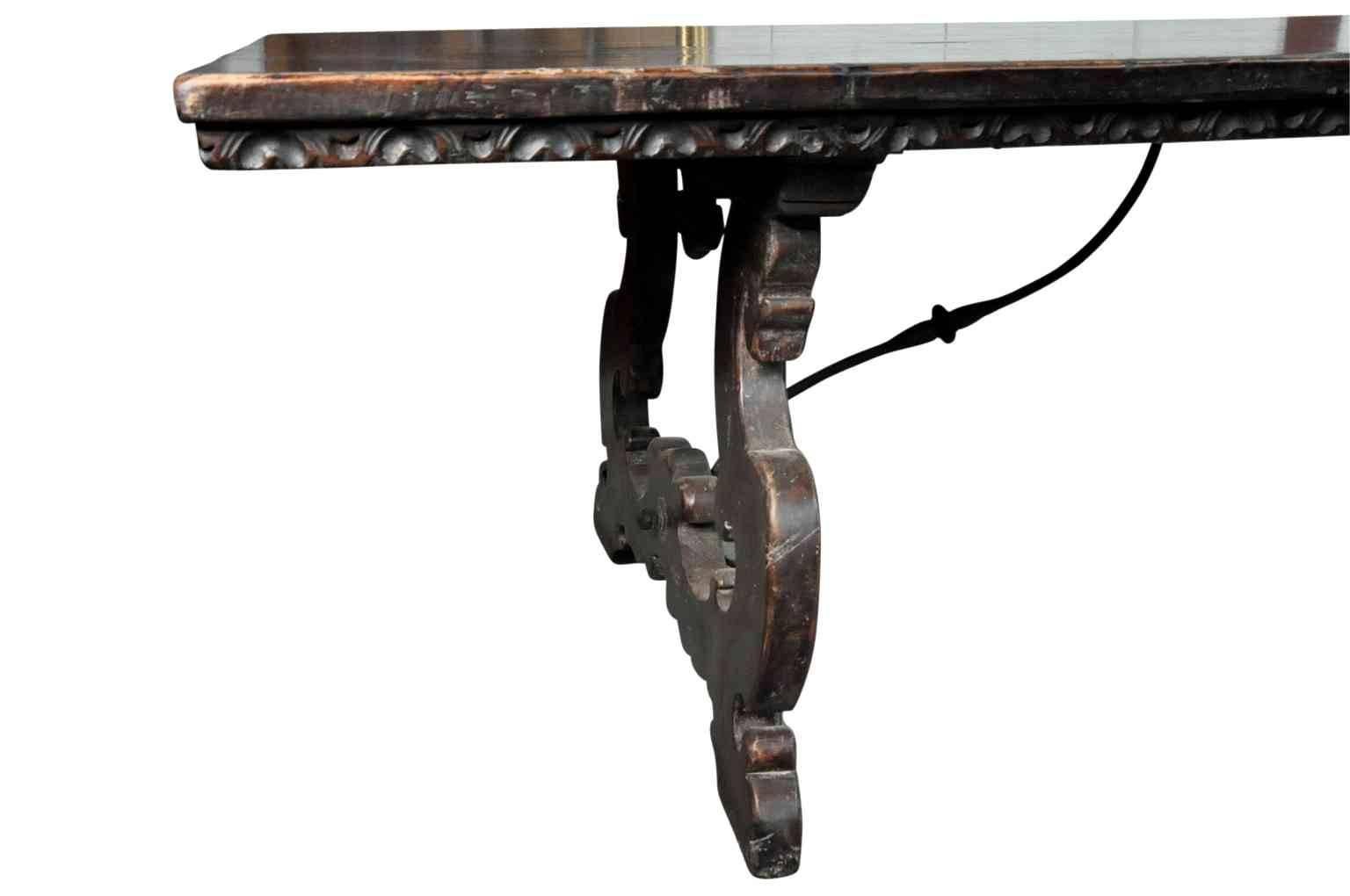 Iron Italian 17th Century Style Farm Table or Trestle Table