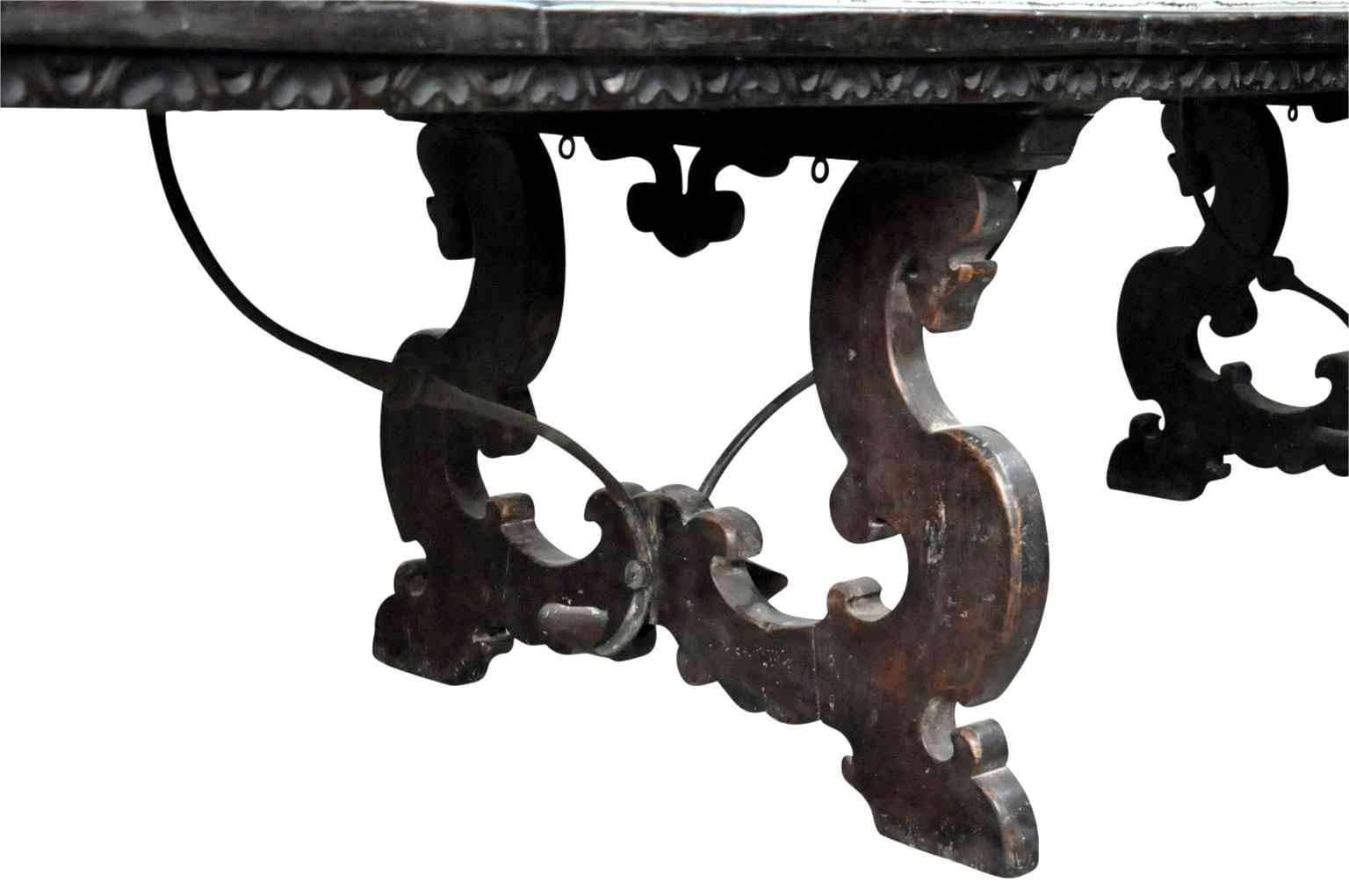 Italian 17th Century Style Farm Table or Trestle Table 1