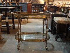 Italian Brass and Glass Cocktail Cart or Dry Bar Cart