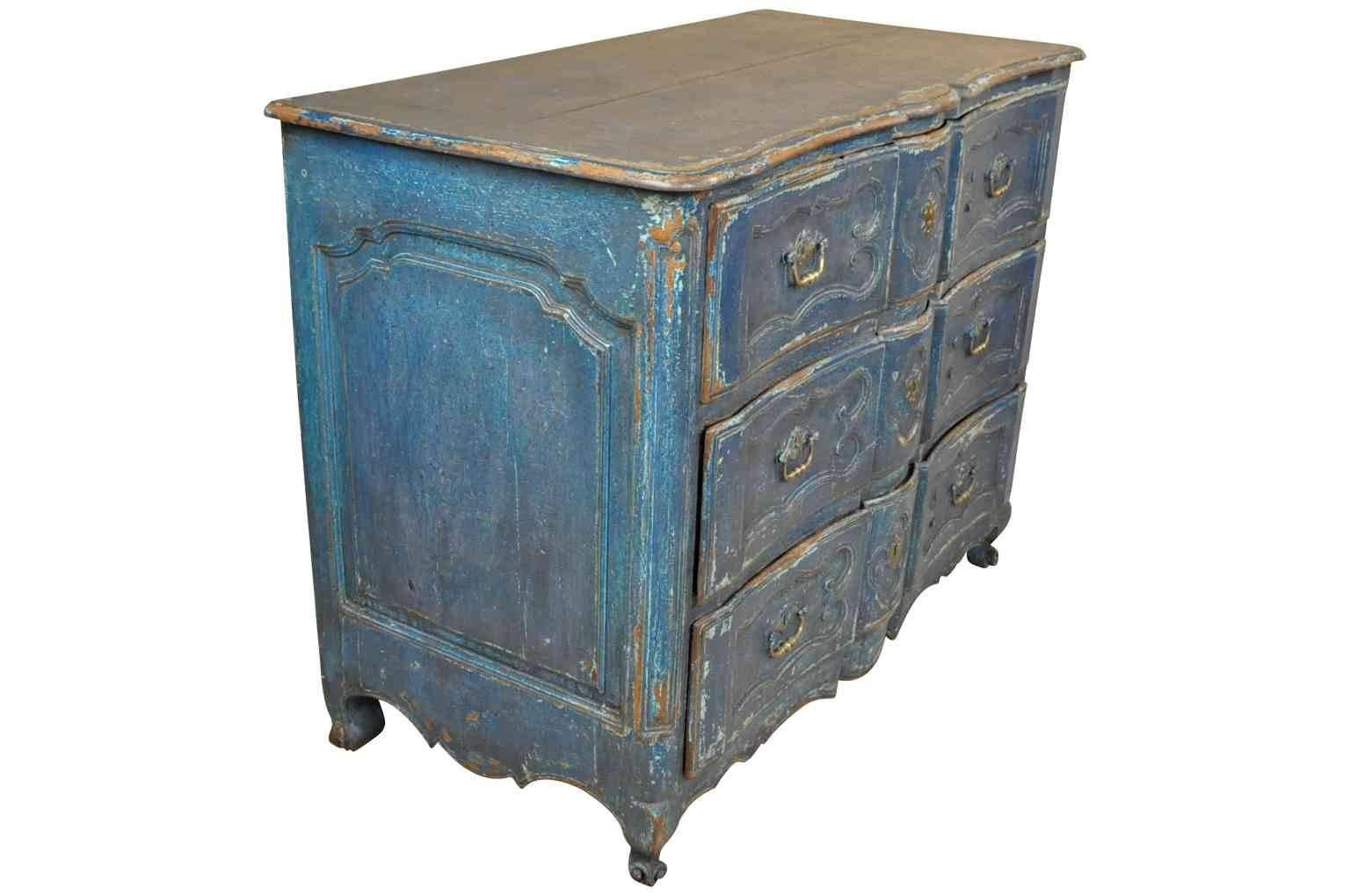Painted French Provencal 18th Century Arbalete Commode