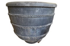 Spanish 19th Century Black Terracotta Urn - Planter