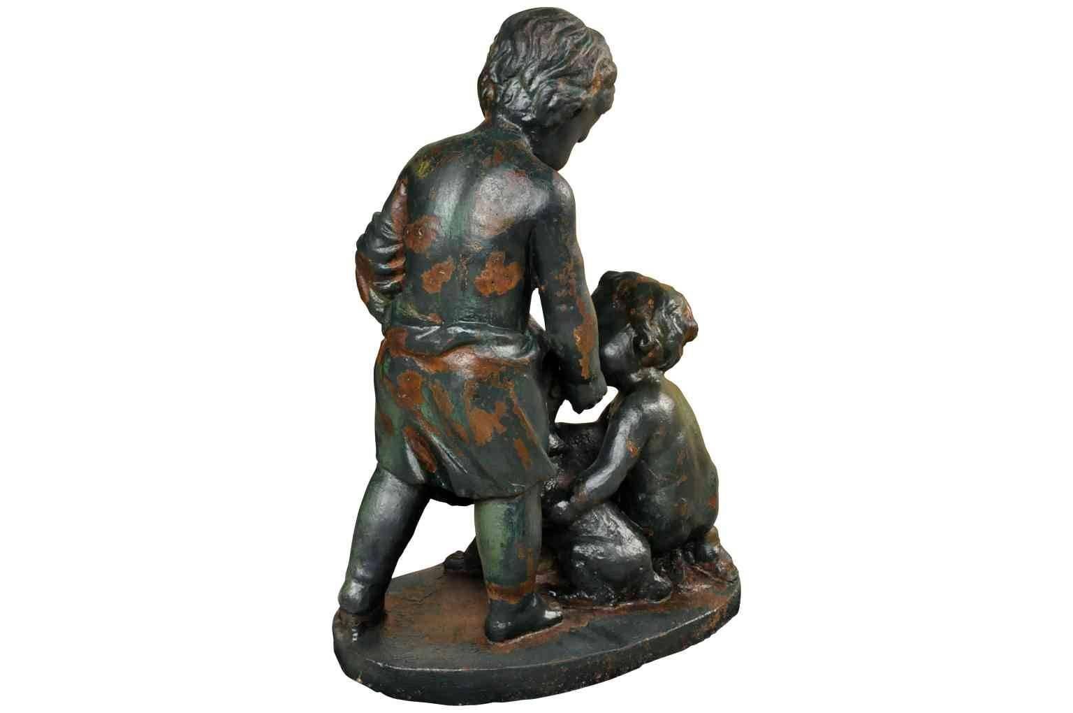 French 19th Century Figural Statue in Cast Iron In Excellent Condition In Atlanta, GA