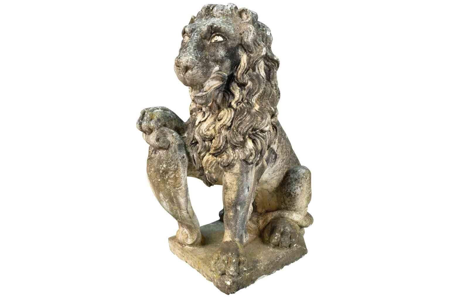 Pair of 19th Century French Stone Lions 1