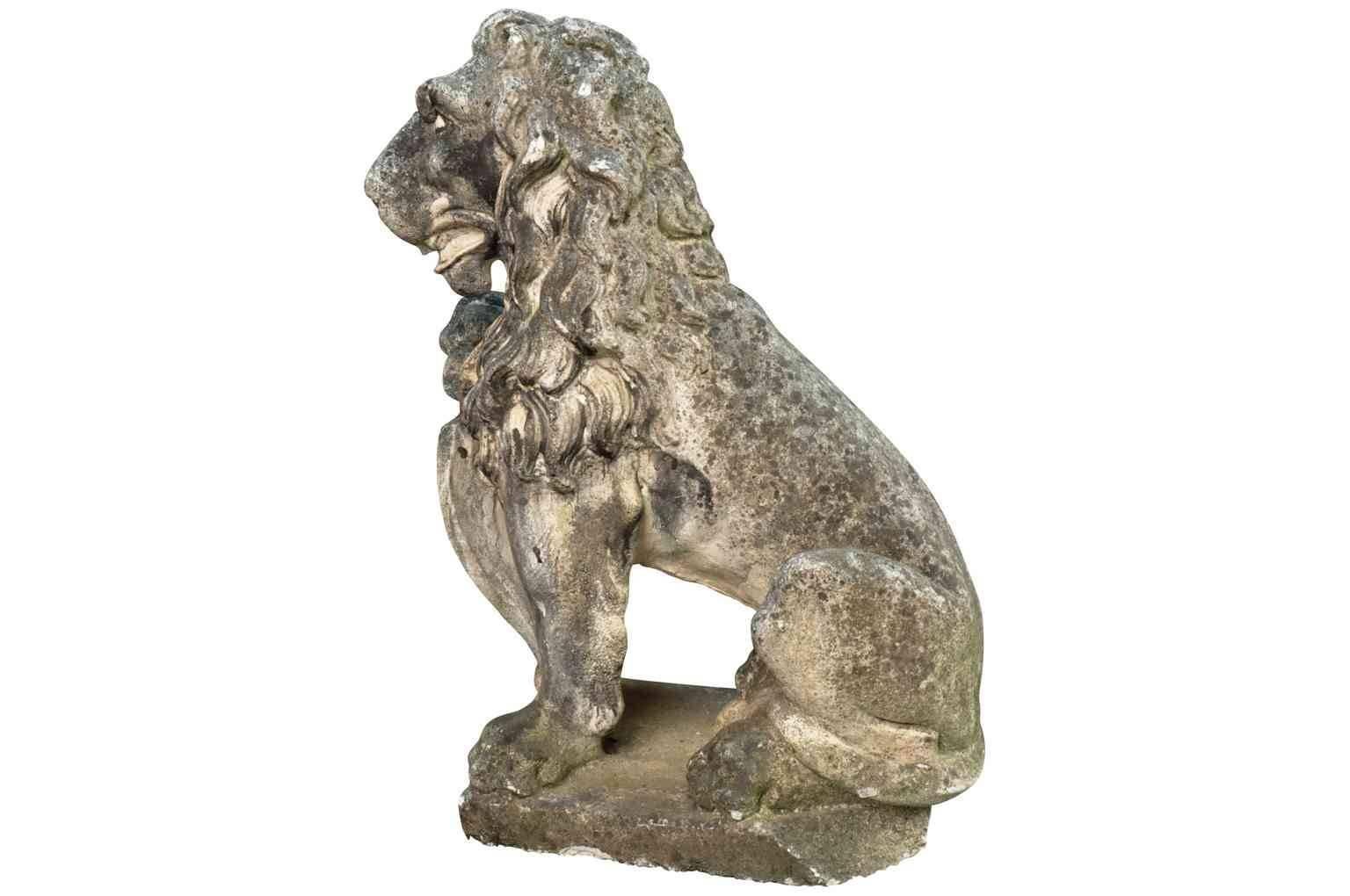 Pair of 19th Century French Stone Lions 2