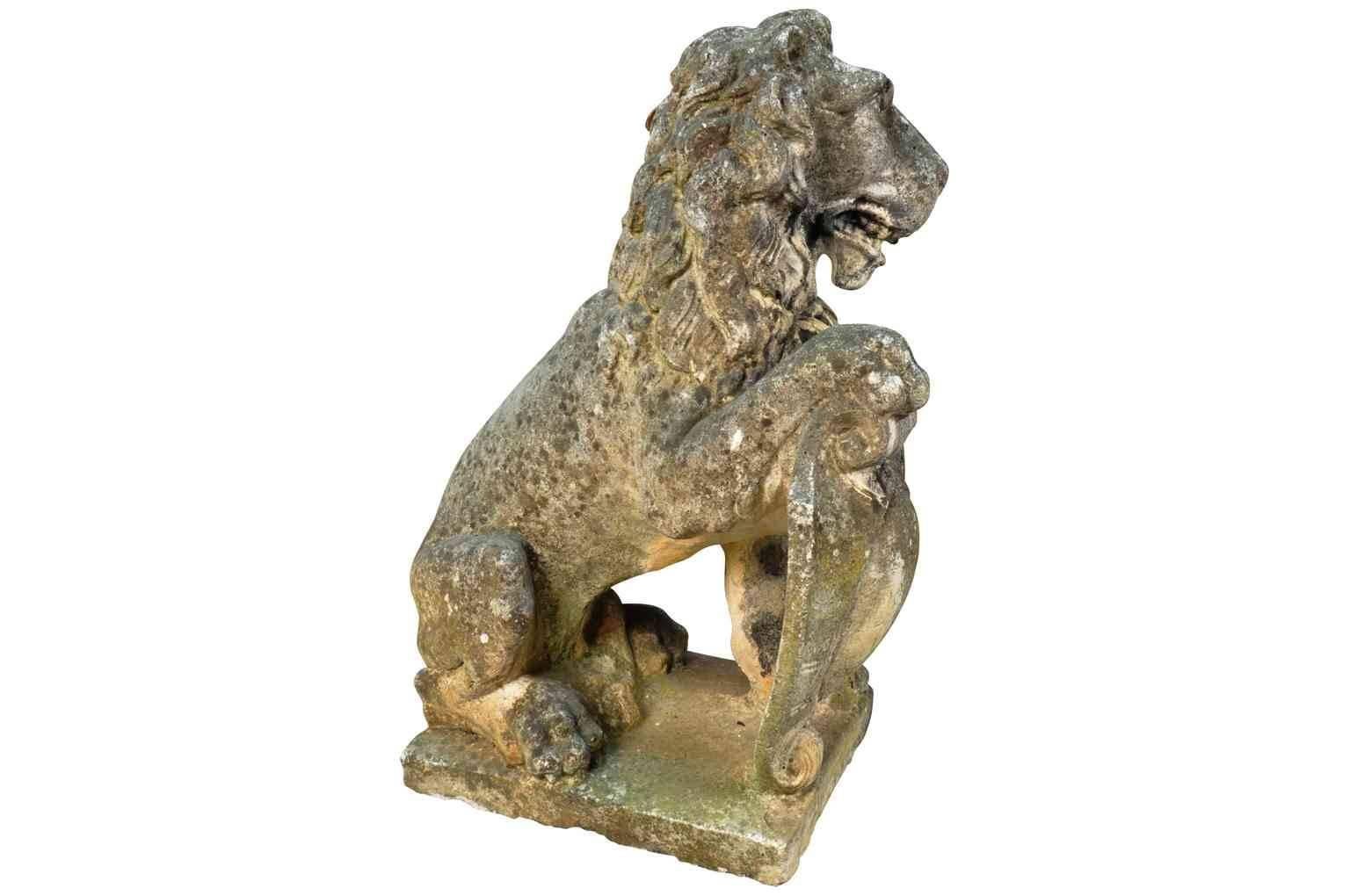 Pair of 19th Century French Stone Lions 3