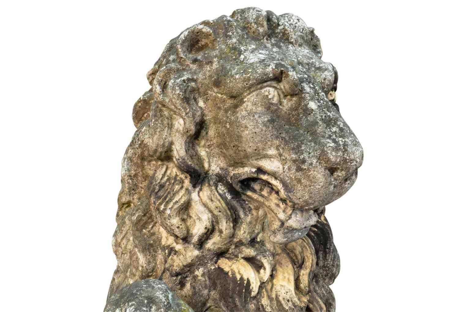 Pair of 19th Century French Stone Lions 5