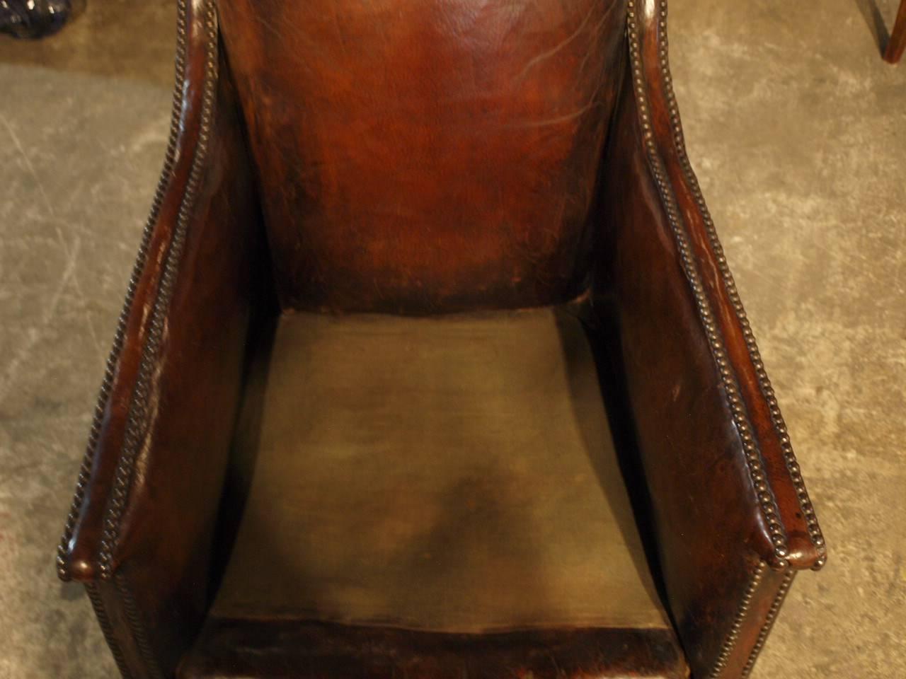 French Art Deco Leather Club Chair 4
