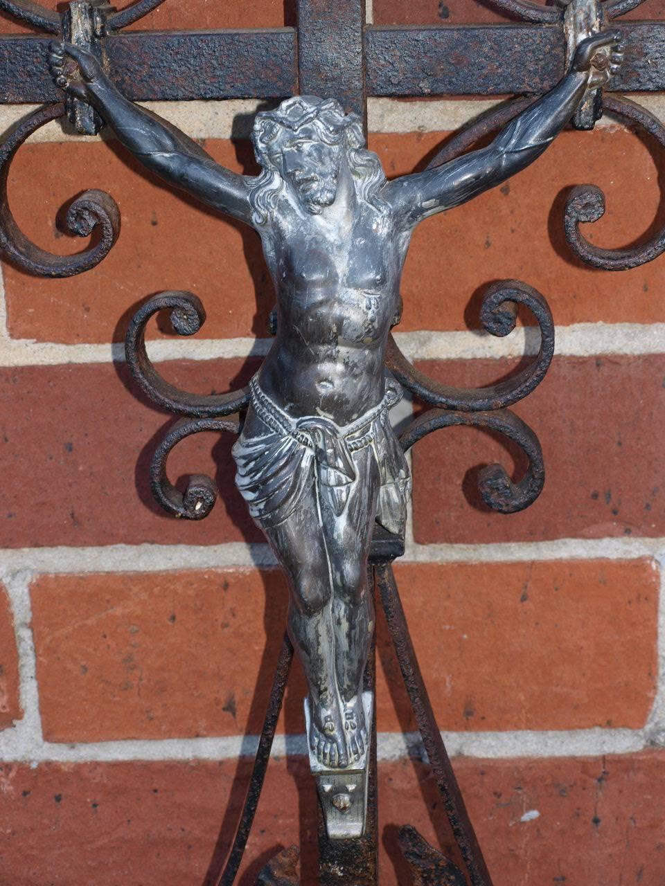Iron French 19th Century Garden Crucifix