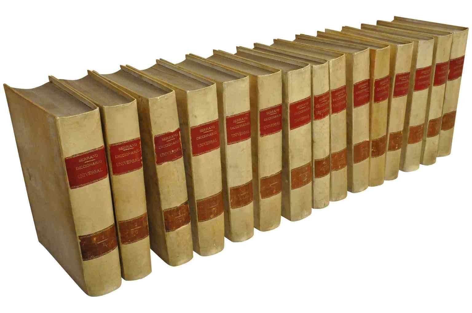 Spanish 19th Century 15 Volume Set of Vellum Encyclopedias at 1stDibs