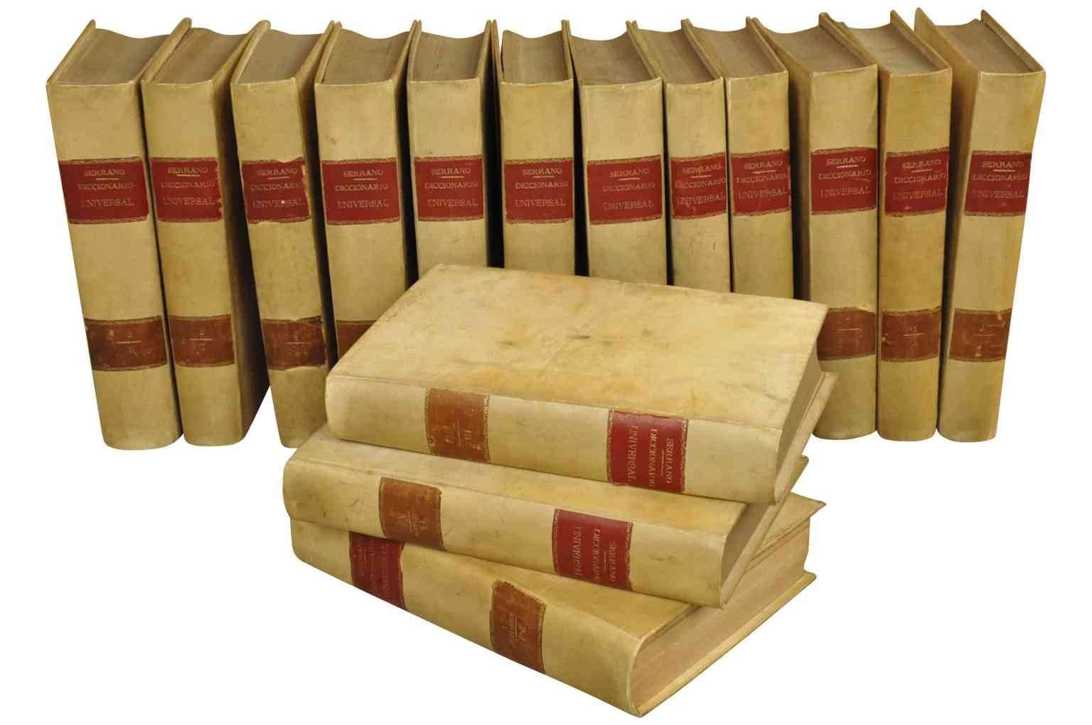 Spanish 19th Century 15 Volume Set of Vellum Encyclopedias at 1stDibs