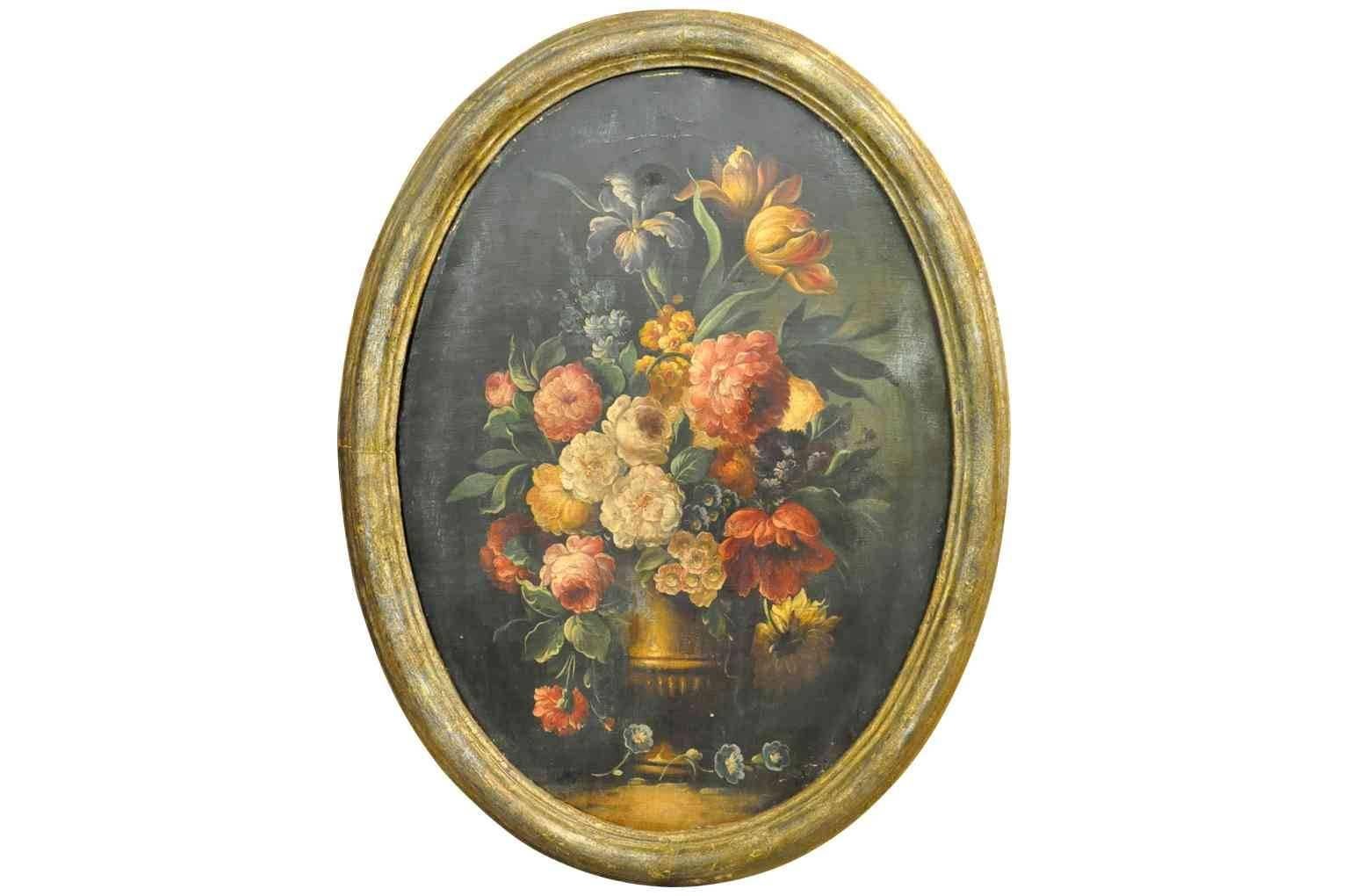 Outstanding Set of Six Italian 18th Century Floral Still Life Paintings In Good Condition In Atlanta, GA