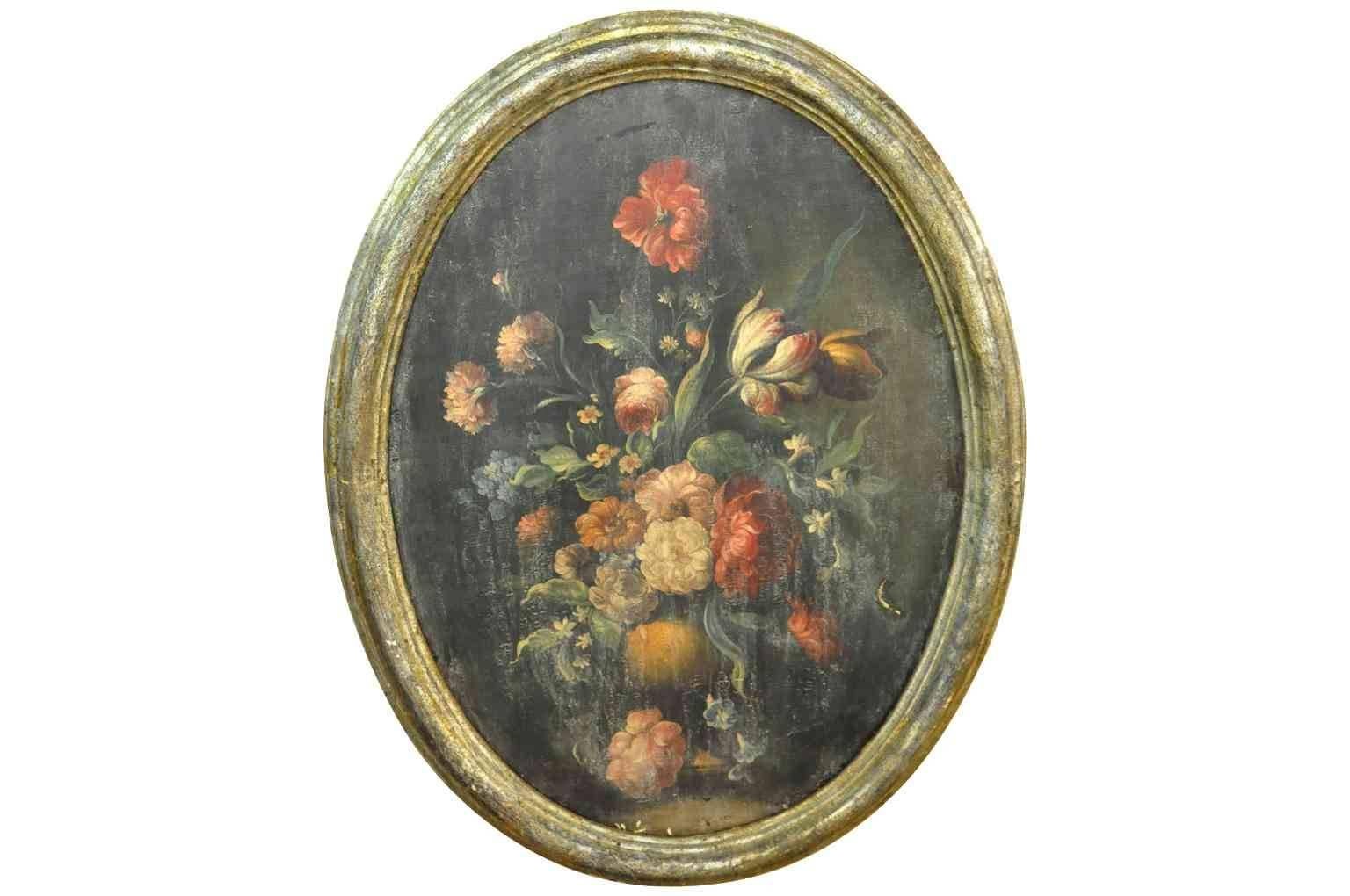 18th Century and Earlier Outstanding Set of Six Italian 18th Century Floral Still Life Paintings
