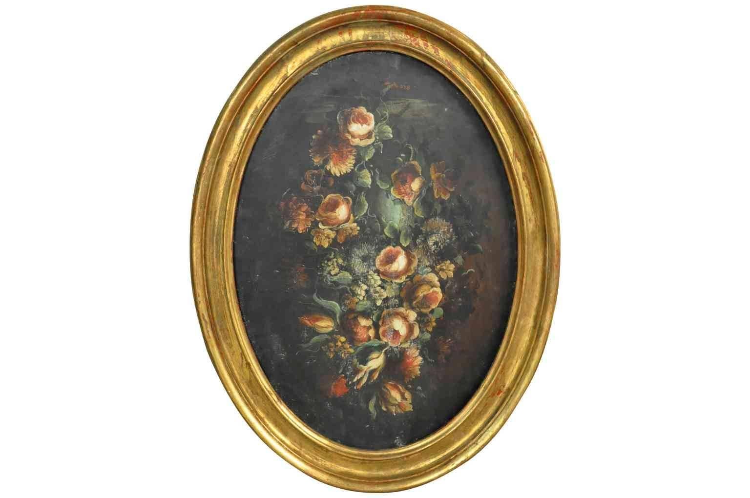 Outstanding Set of Six Italian 18th Century Floral Still Life Paintings 1