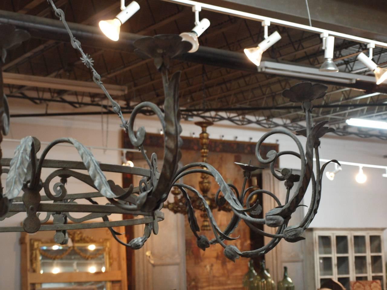 18th Century Pair of Outstanding and Monumental, Italian, Early 19th Century Iron Chandeliers