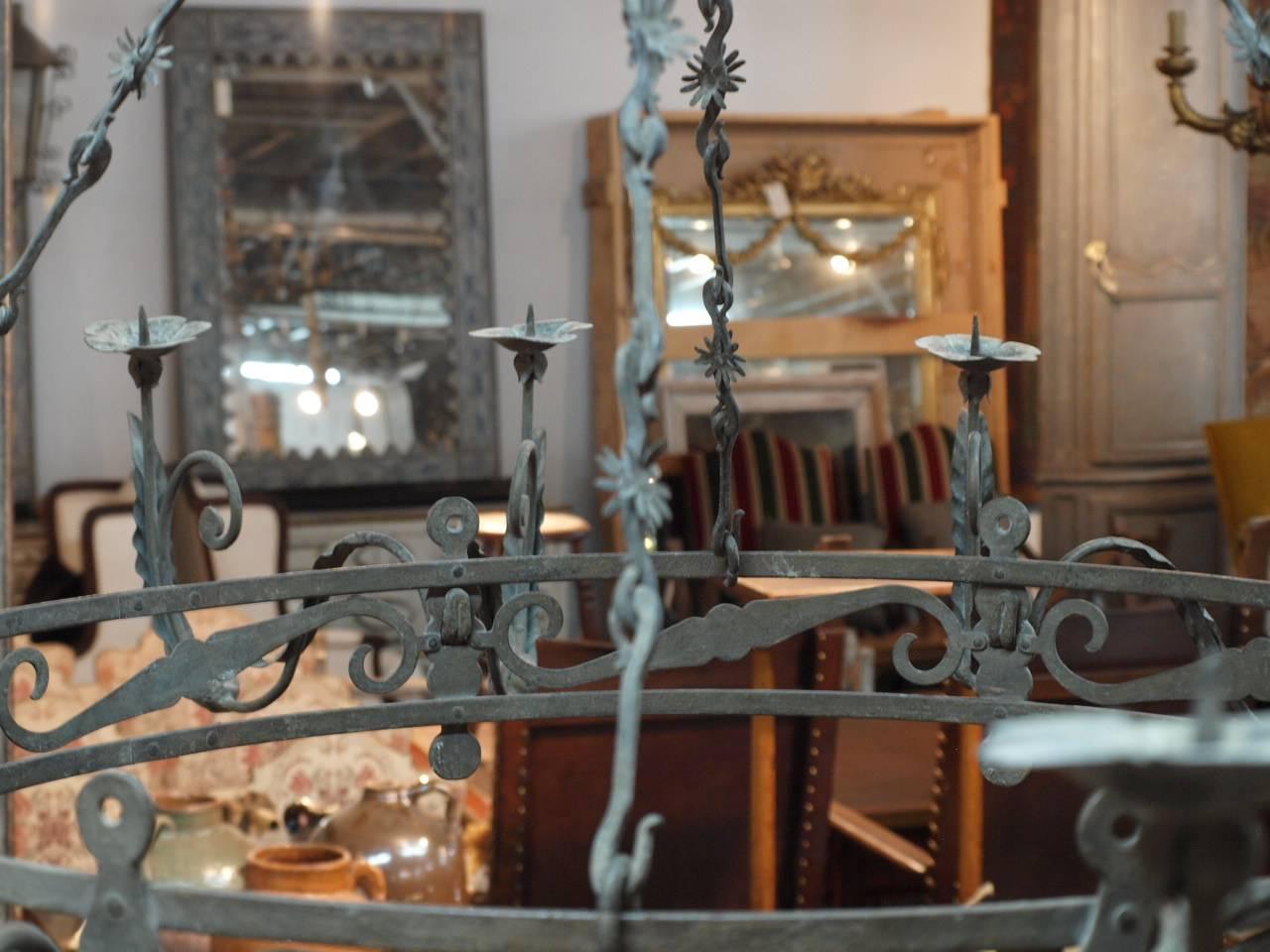 Pair of Outstanding and Monumental, Italian, Early 19th Century Iron Chandeliers 3