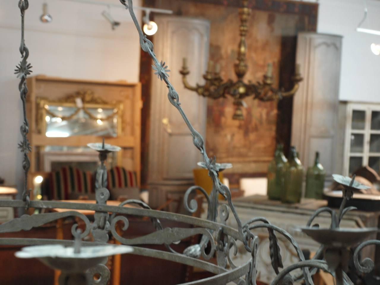 Pair of Outstanding and Monumental, Italian, Early 19th Century Iron Chandeliers 4