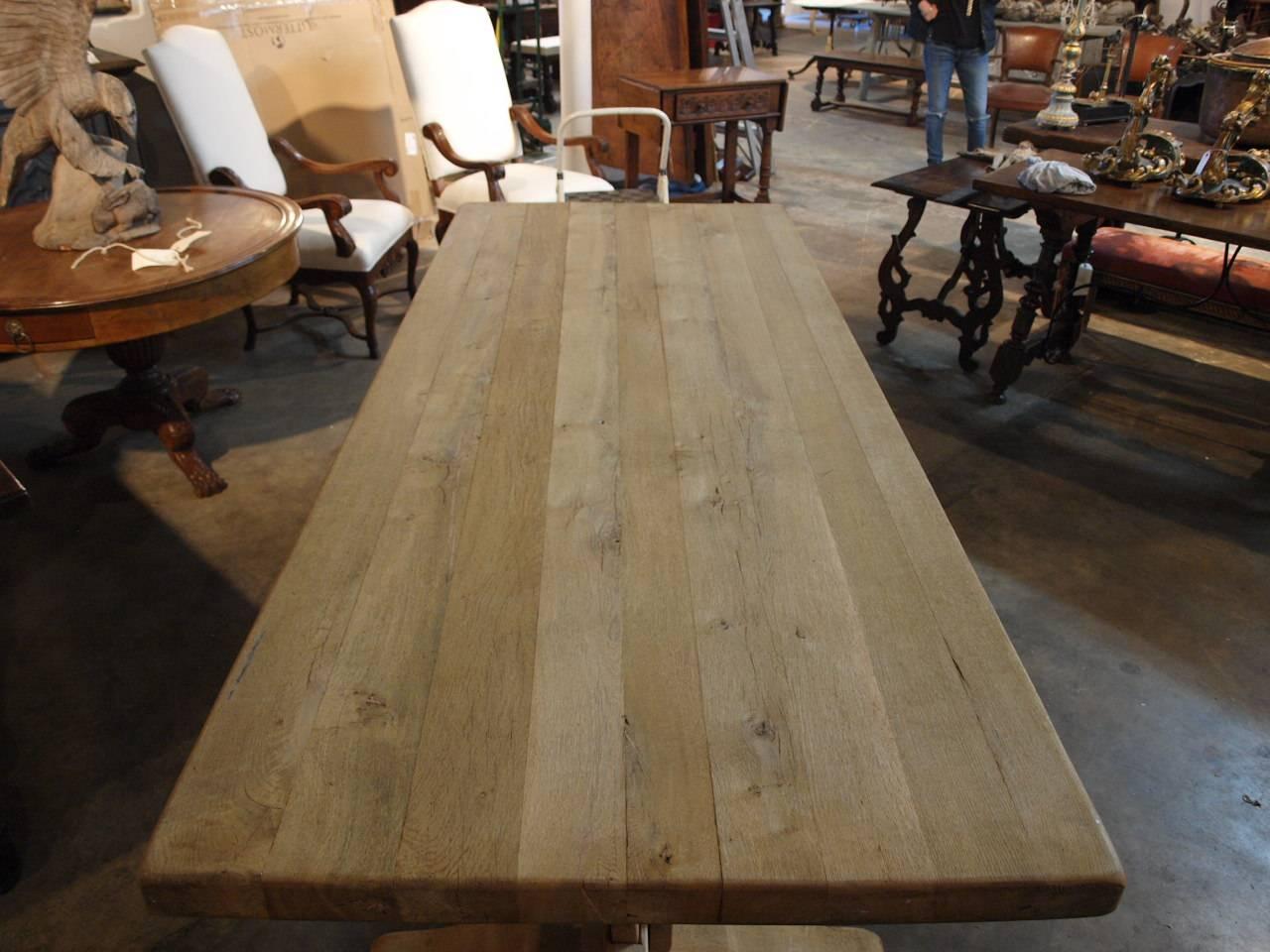 French Late 19th Century Farm Table, Trestle Table 4