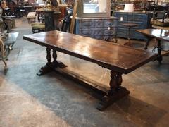 French 19th Century Baluster Leg Farm Table, Trestle Table