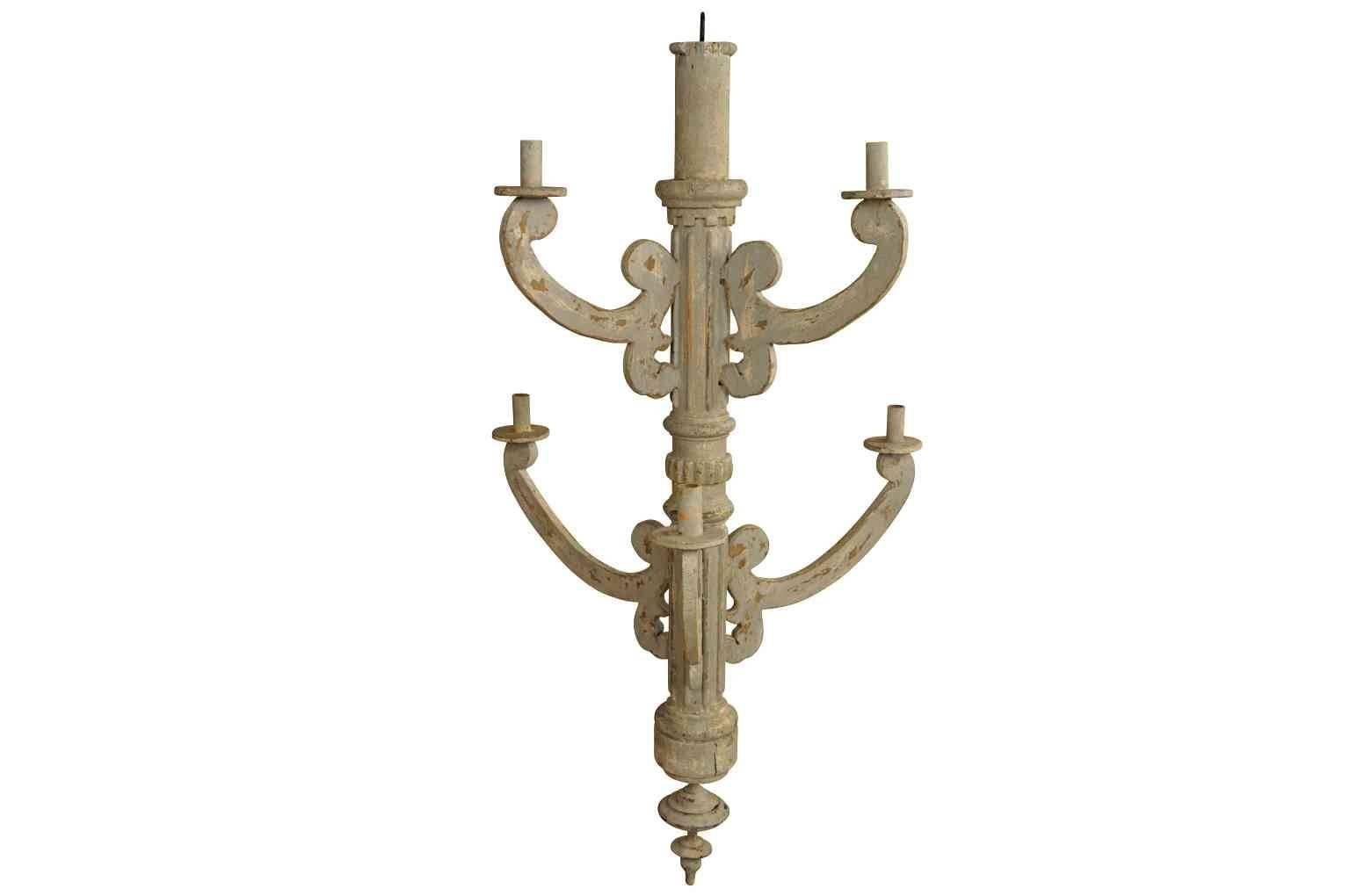 Contemporary Pair Of Spanish Chandeliers In Painted Wood