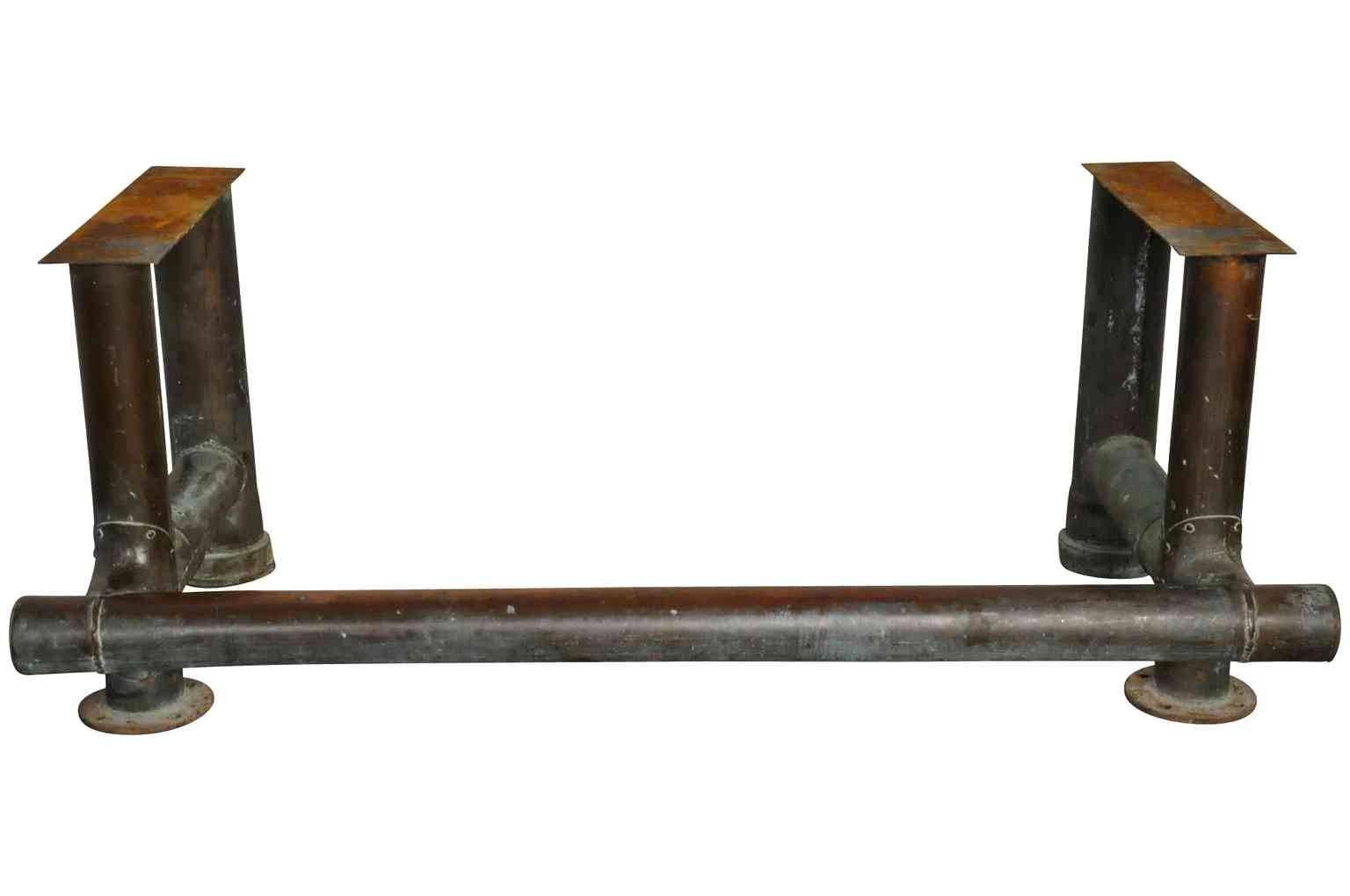 A fantastic, French, early 20th century base - from a ship - in copper. Constructed from very heavy gauge copper. This piece can become an exceptional base for a kitchen island or bar counter. Imagine it with a very thick butcher block top, or a