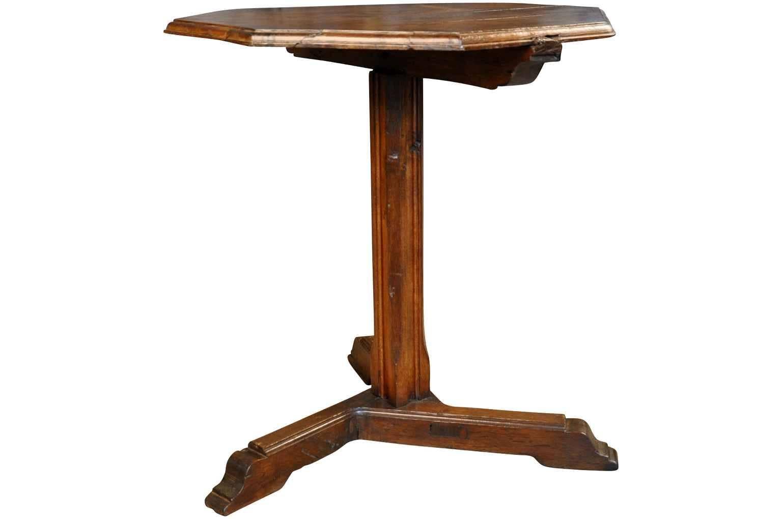 A charming 19th century Gueridon from the Catalan region of Spain. Handsomely constructed in chestnut with a unique tripod base. Rich and luminous patina.