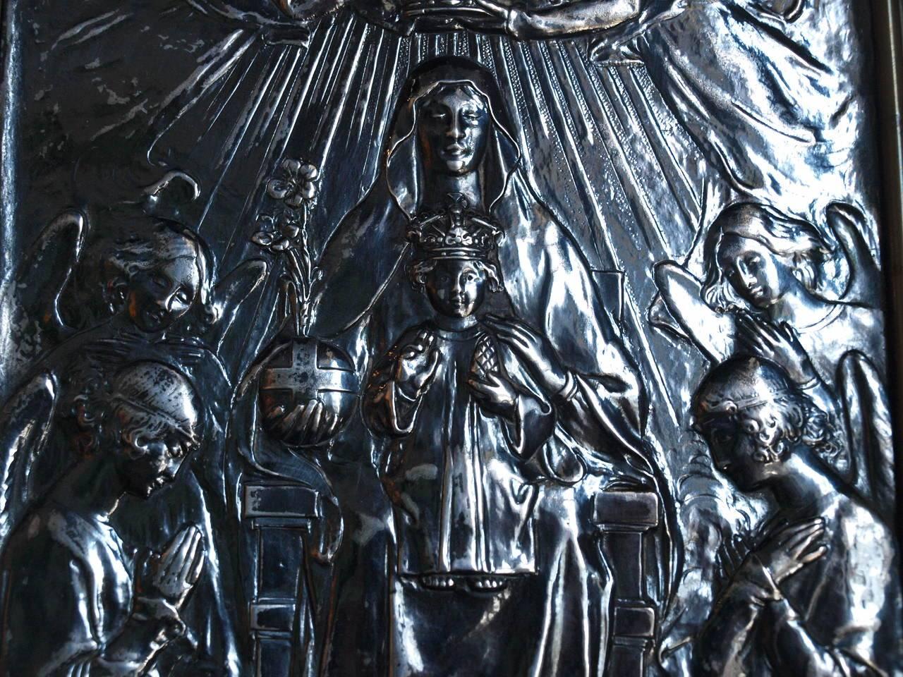 19th Century Silver Plaque of the Madonna of Monserrat In Excellent Condition In Atlanta, GA