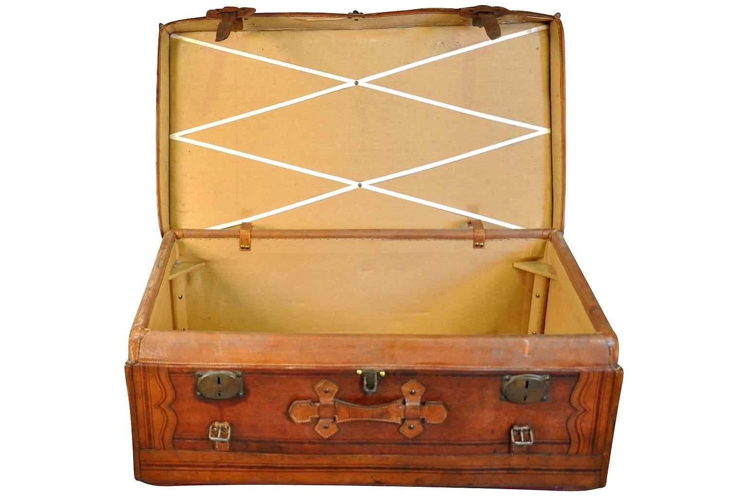 19th Century French Leather Trunk 2