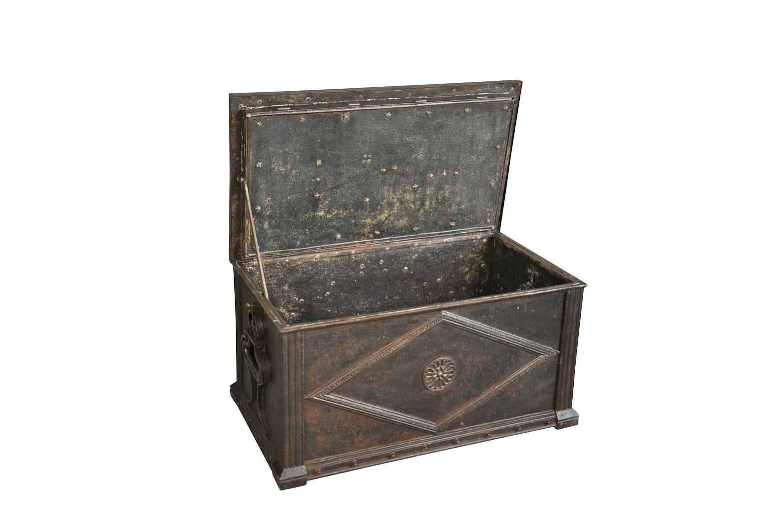 Iron Exceptional Early 18th Century Italian Coffre or Strong Trunk