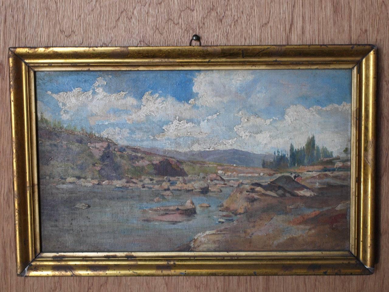 A delightful and very charming later 19th century oil on canvas landscape painting of the Spanish country side. Wonderful brush work. Housed in a handsome giltwood frame.