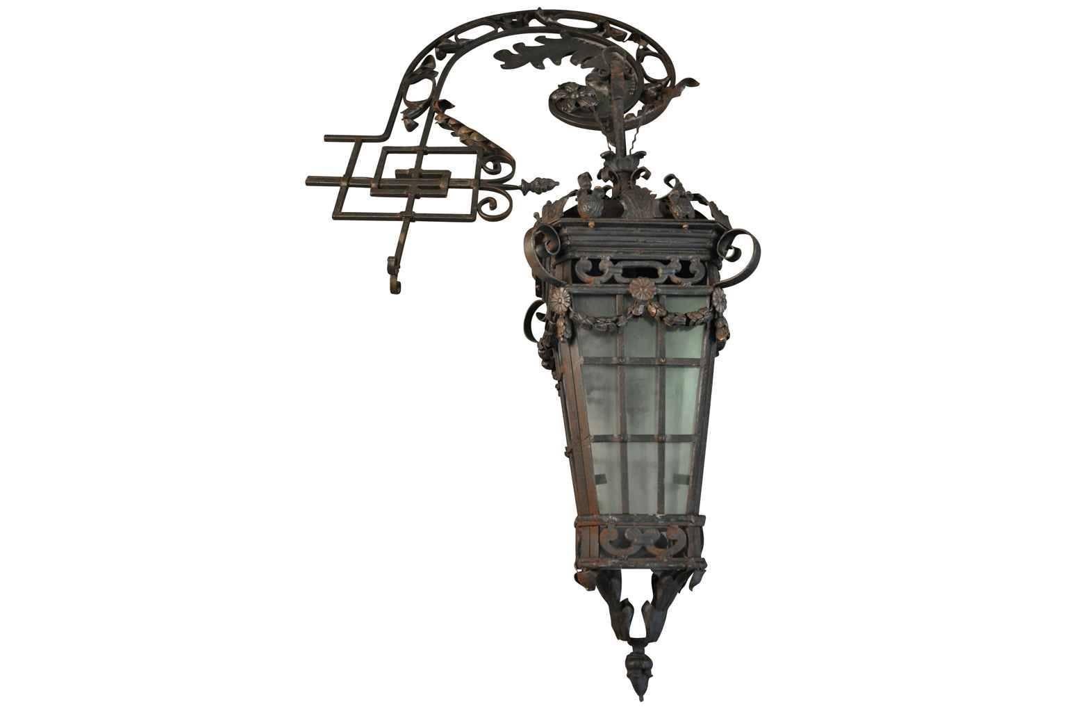 Monumental Pair of French Wrought Iron Lanterns In Excellent Condition In Atlanta, GA